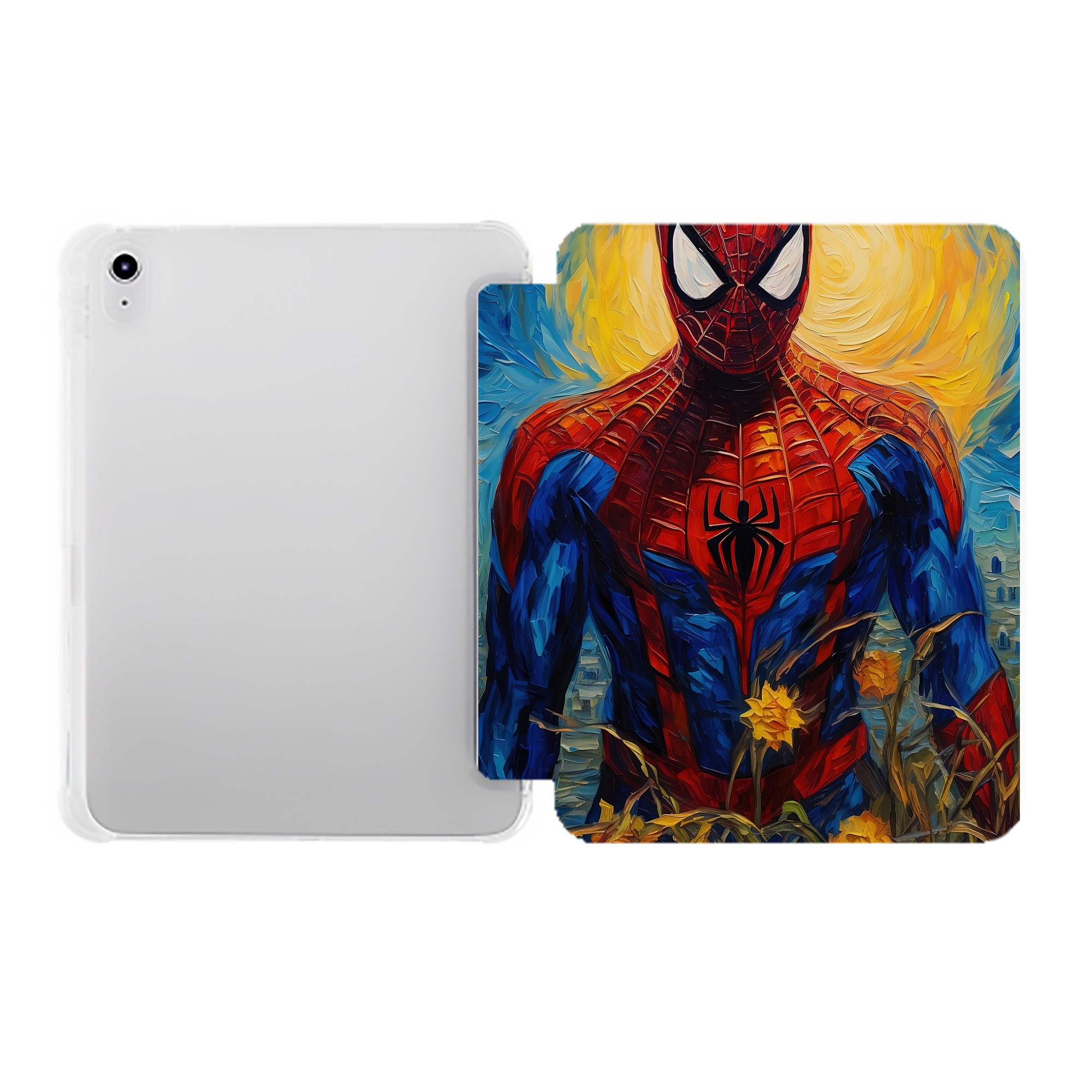 （画像用） Spider Man スパイダーマン IPad ケース ペン収納付き 三つ折りスタンド PUレザー×シリコン 対応機種9.5/10.5/10.9インチ